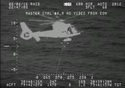 A Coast Guard Air Station Savannah MH-65 Dolphin helicopter crew medevaced the 33-year-old who sustained a head injury 90-miles east of Jacksonville. U.S. Coast Guard video courtesy of Air Station Clearwater.