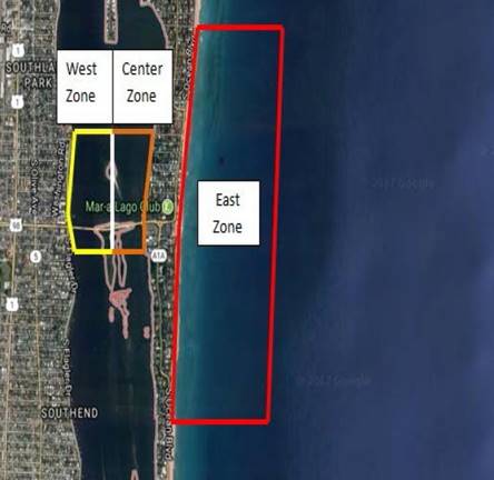 Security Zones in vicinity of Mar A Lago, Florida are established during VIP visits to the Miami area.